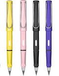 Everlasting Inkless Pencils Portable Reusable and Erasable Metal Writing Pens Replaceable Graphite Nib Triangle Golf Stationary Set (Pack of 4)